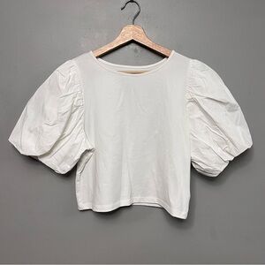 A New Day Women’s White Balloon Sleeve T-Shirt Size Medium